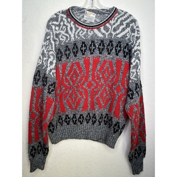 Vintage London Fog Sweater Mens Medium Aztec Geometric Knit Pullover 90s USA - Picture 2 of 11
